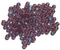 100 6mm Transparent Amethyst AB Round Glass Beads